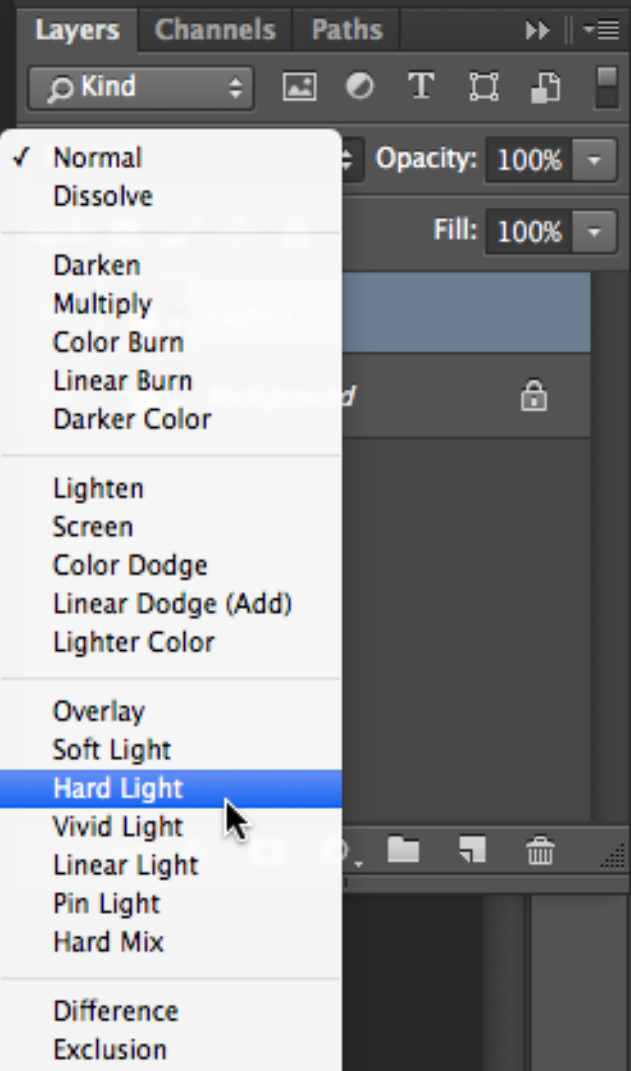  Select hard light blending mode 
